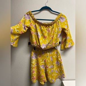 BCBG off shoulder crop top & shorts